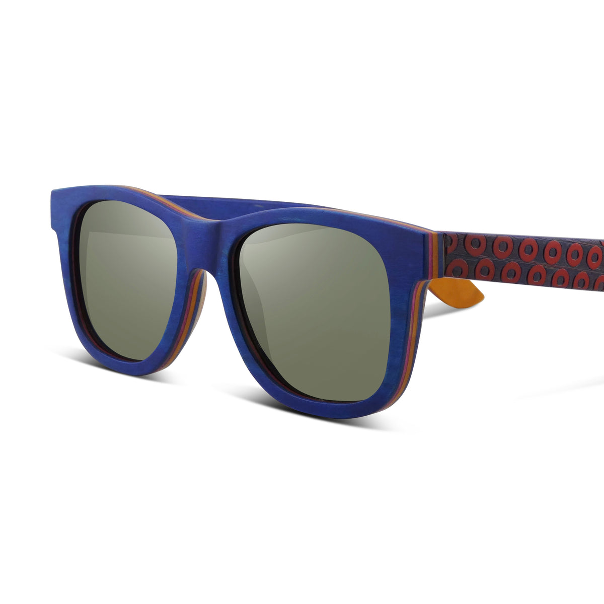 Donut | Blue & Red | Wooden Sunglasses
