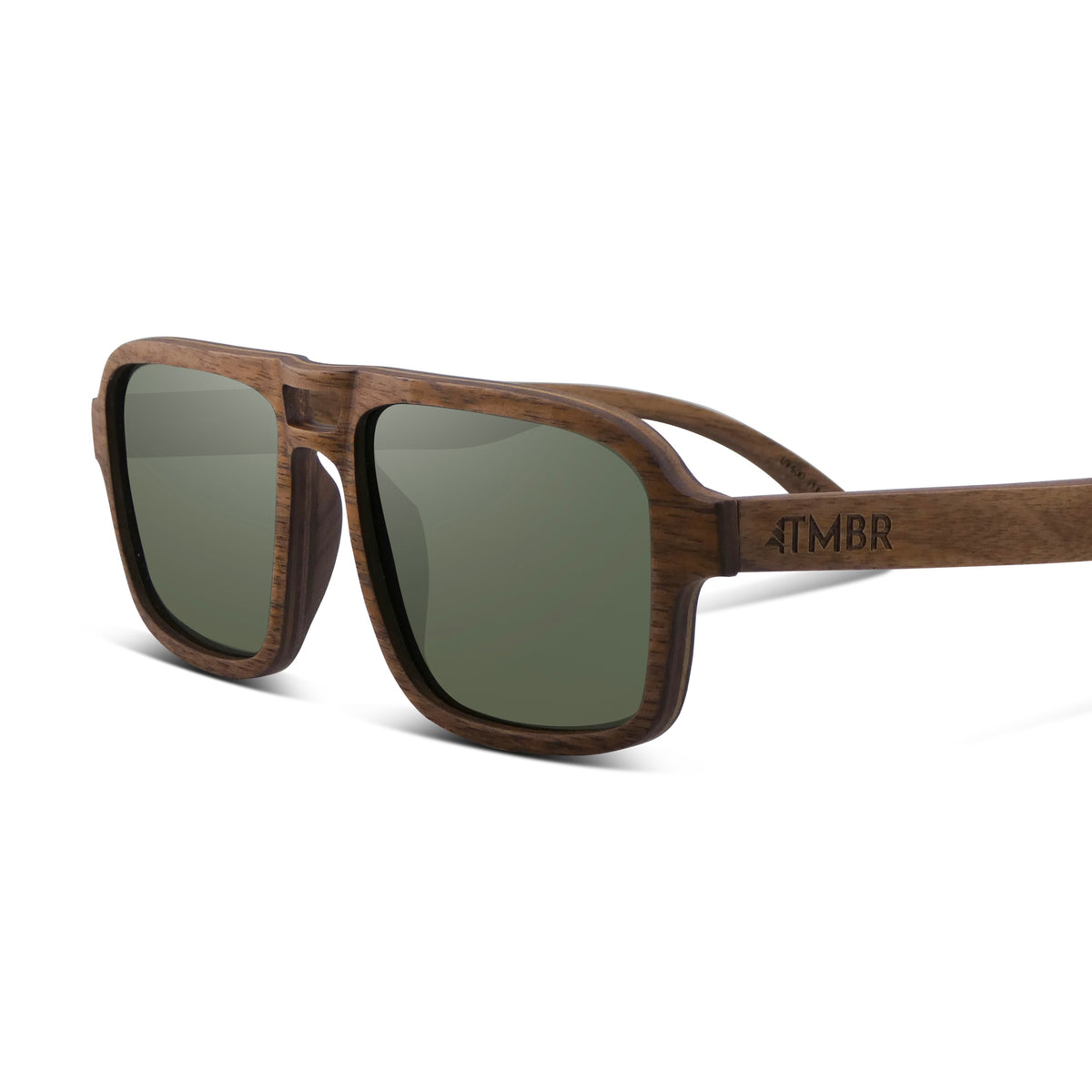 Jerry | Natural w/ Green | Wooden Sunglasses