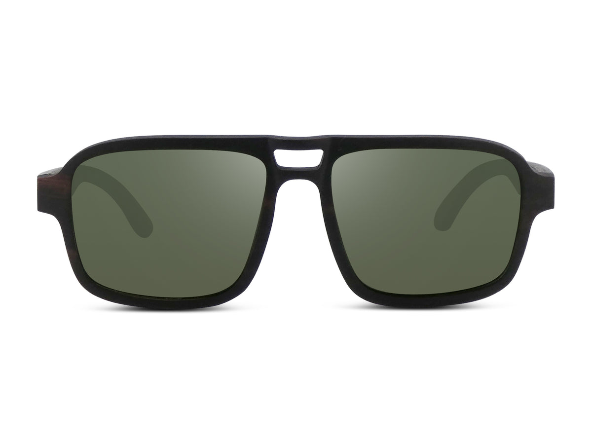 Jerry | Black w/ Green | Wooden Sunglasses