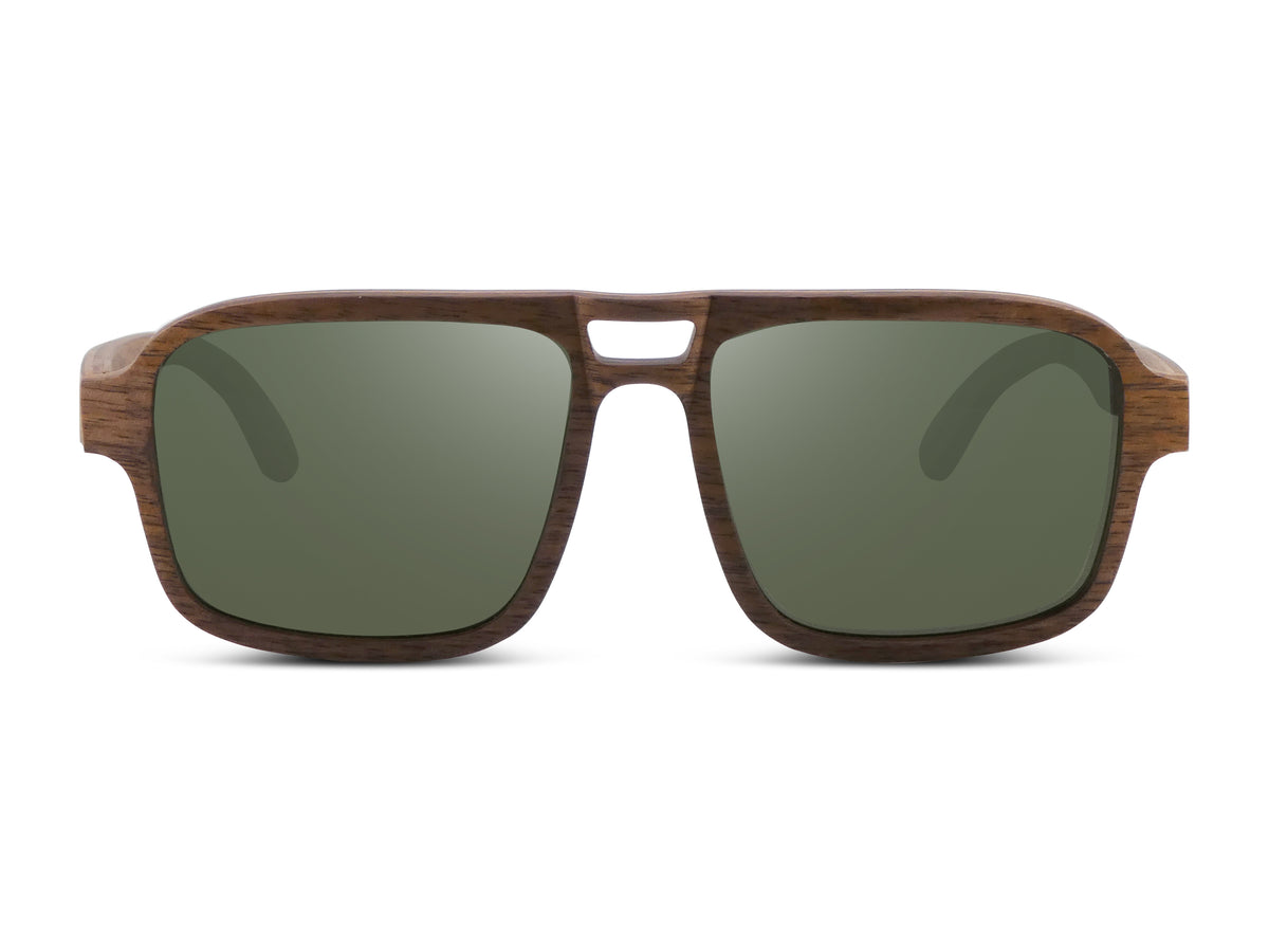 Jerry | Natural w/ Green | Wooden Sunglasses