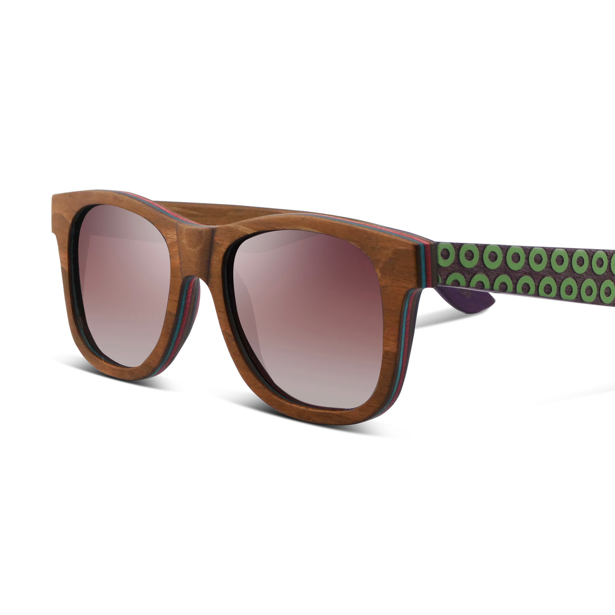 Donut | Purple & Green | Wooden Sunglasses