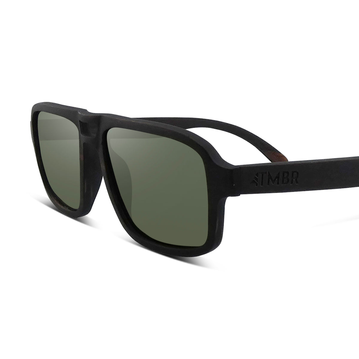 Jerry | Black w/ Green | Wooden Sunglasses