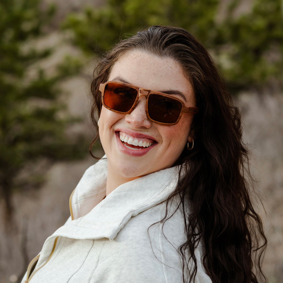 The Jerry | Amber | Wooden Sunglasses
