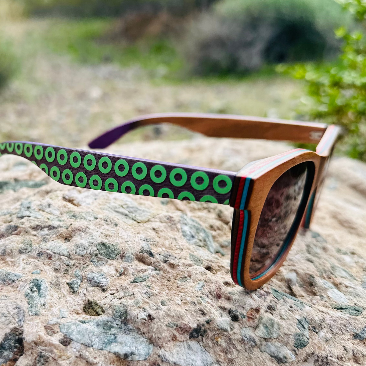 Donut | Purple & Green | Wooden Sunglasses