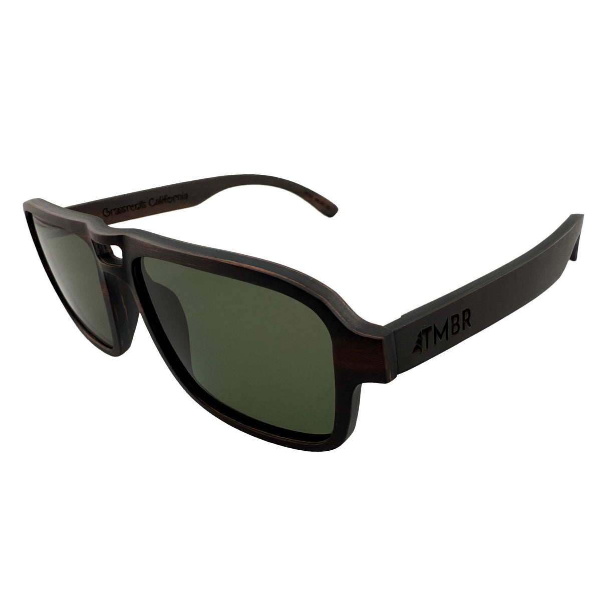 Garcia x GRC x TMBR | Jerry | Black w/ Green Lenses | Wooden Sunglasses