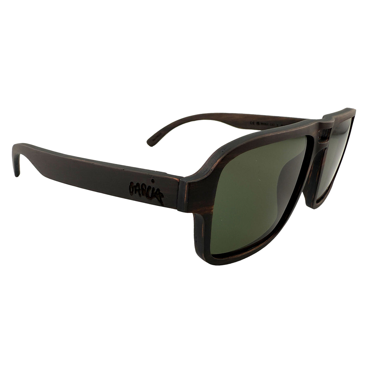 Garcia x GRC x TMBR | Jerry | Black w/ Green Lenses | Wooden Sunglasses