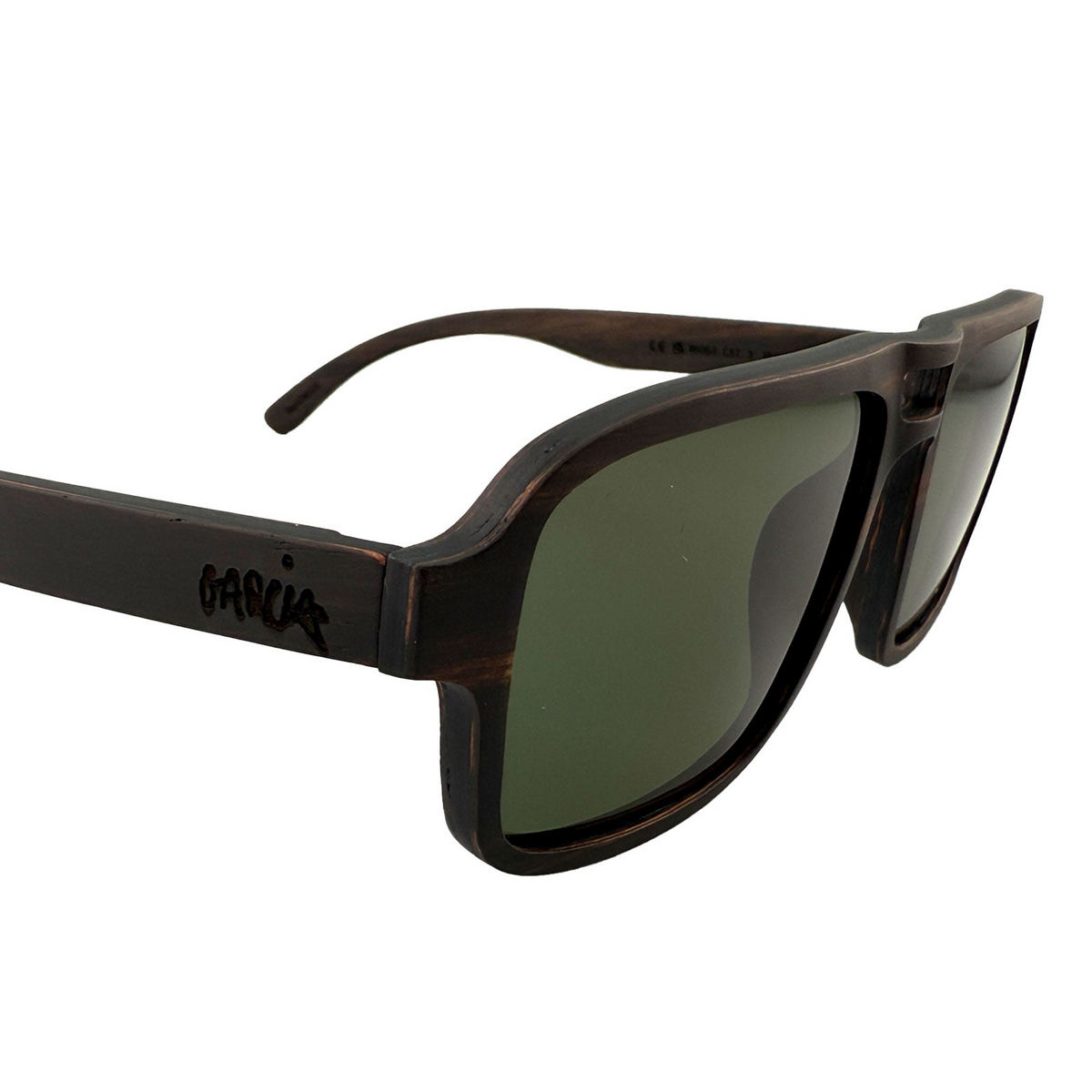 Garcia x GRC x TMBR | Jerry | Black w/ Green Lenses | Wooden Sunglasses